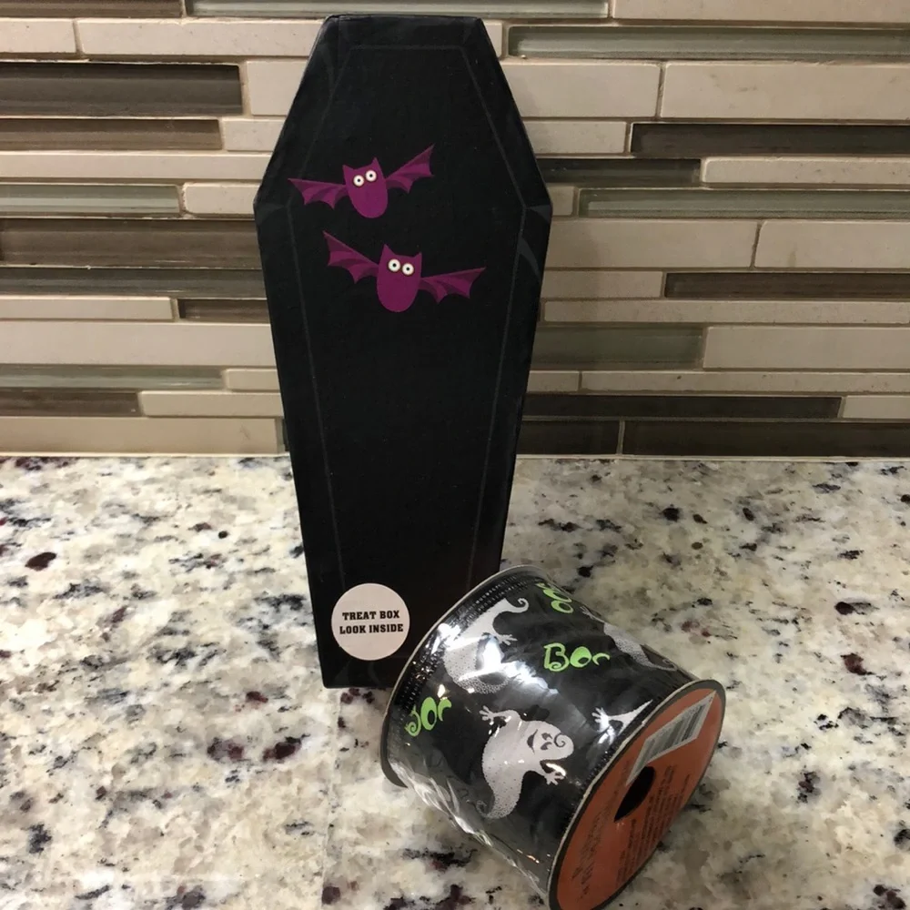 Dracula Mummy Coffin Gift Box Home Decor Ribbon